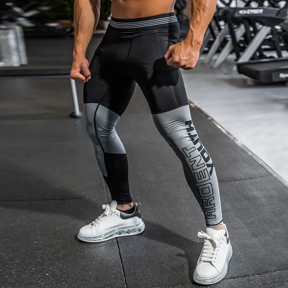 New Compression Running Pants Hombre Sport Leggings Men Sport Legging Splicing Fabric Craft Fitness Training Men Slim - AliExpress