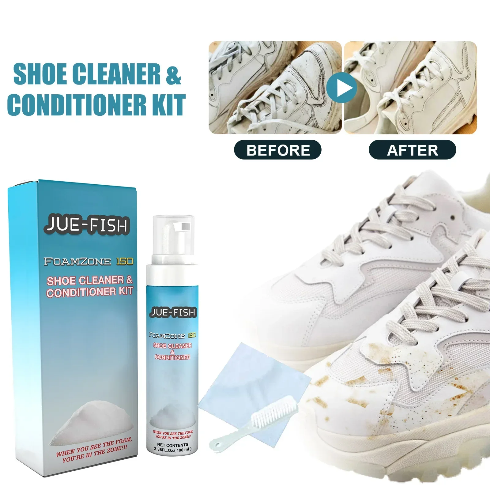 Foamzone Shoe Cleaner Whiten Polish Cleaning Tool Brush Shoe Sneakers Casual Leather Cleaning Care Supplies