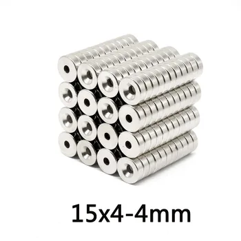 강력한 희토류 자석, NdFeB 15x4mm 홀, 4mm 라운드 카운터 싱크 네오디뮴 자석, N35 15x4-4mm, 5 ~ 300 개