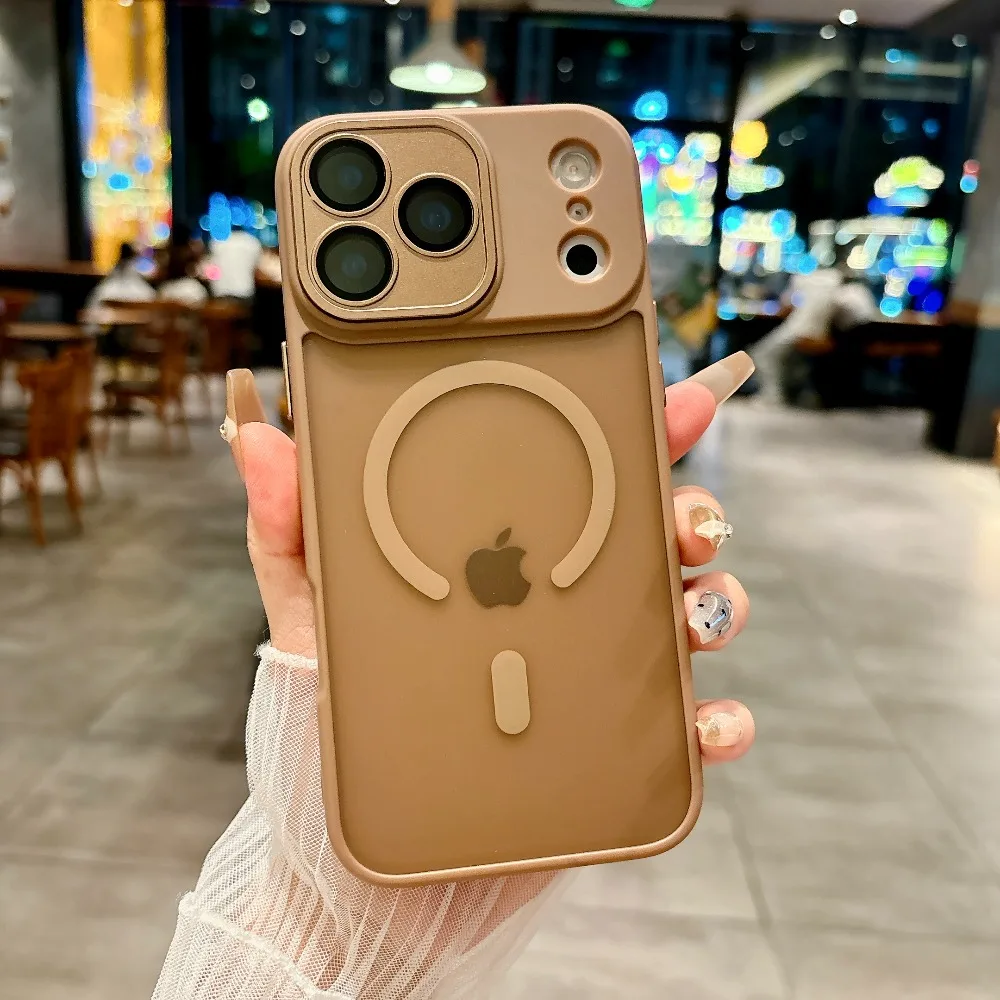 Matte Transparent Shockproof Magnetic Phone Case with Lens Protection