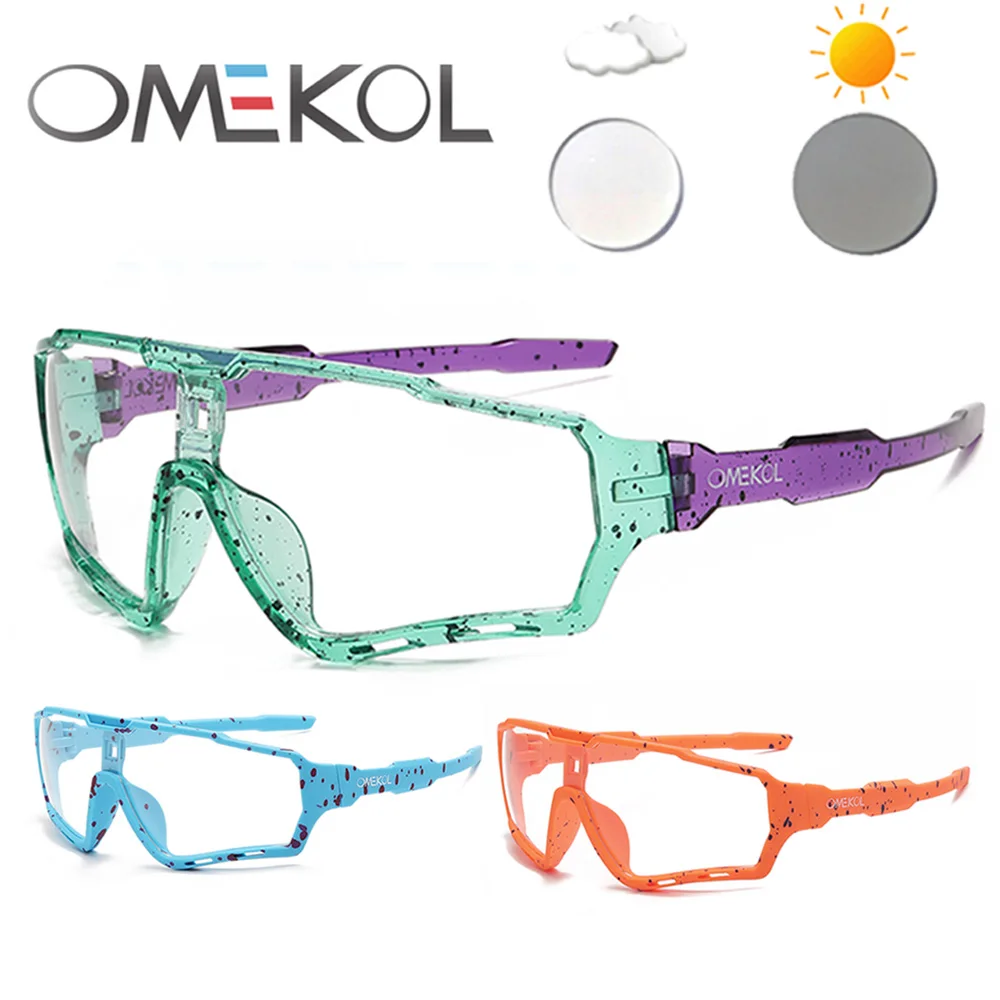 OMEKOL Neue Photochrome Sonnenbrille Radfahren Gläser Sport Fahrrad Männer Frauen Mtb Fahrrad Brillen Baseball Softball Sonnenbrille