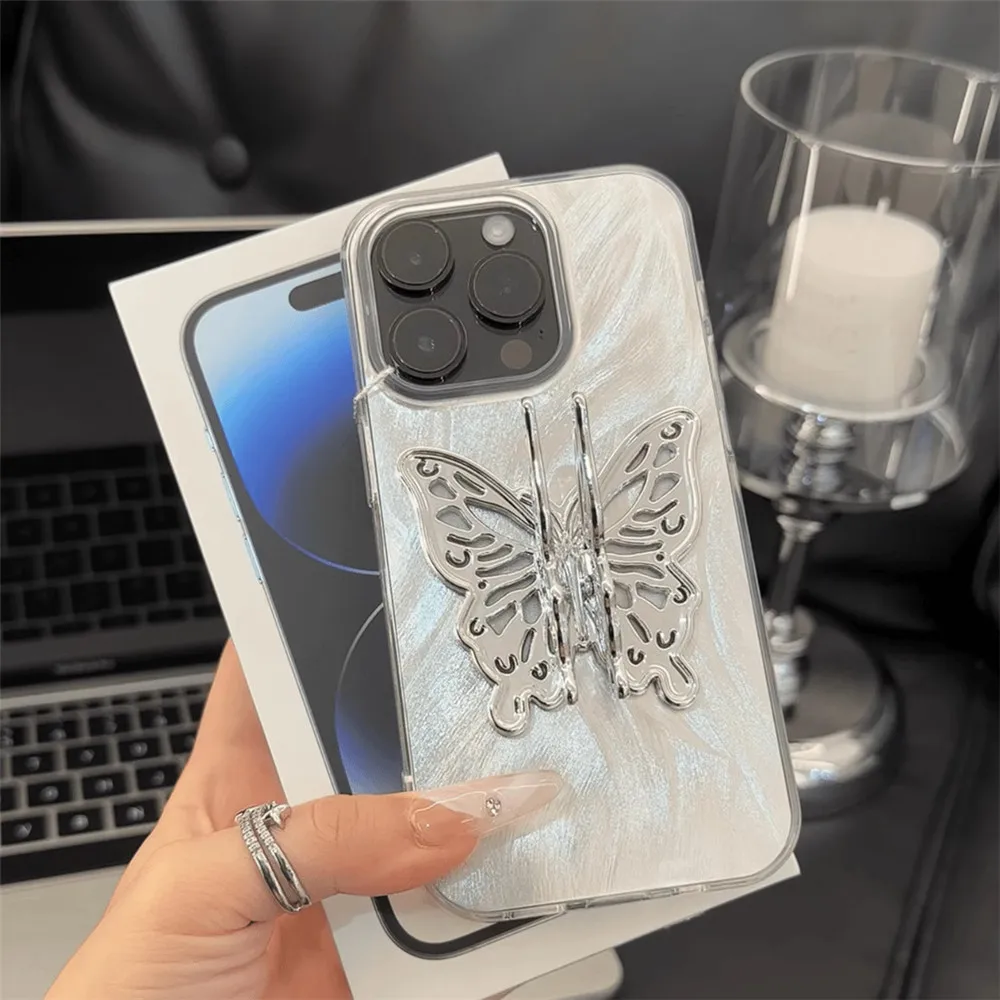 Glitter Butterfly Stand Phone Case - Shockproof Cover
