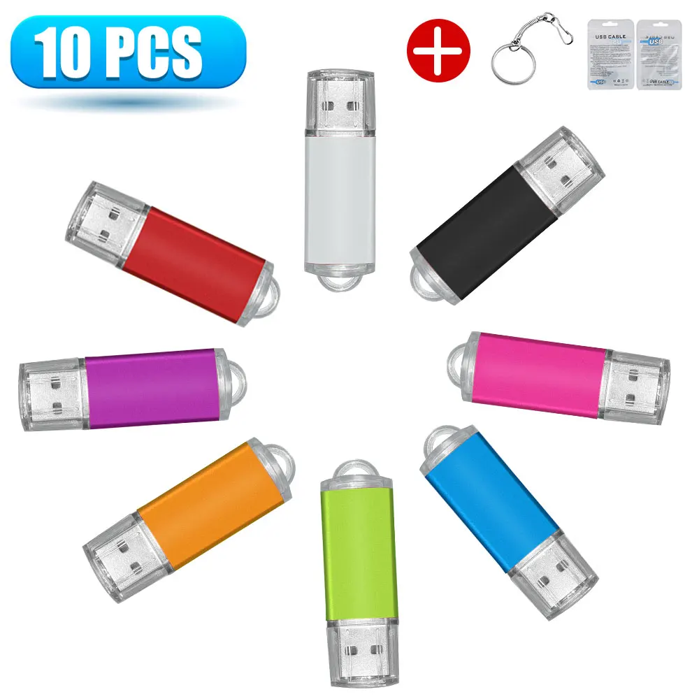 

New 10pcs/lot Colorful usb flash drive2.0 metal pen drive 64GB 32GB cle usb memoria stick 4GB 8GB 16GB usb disk Gifts free logo