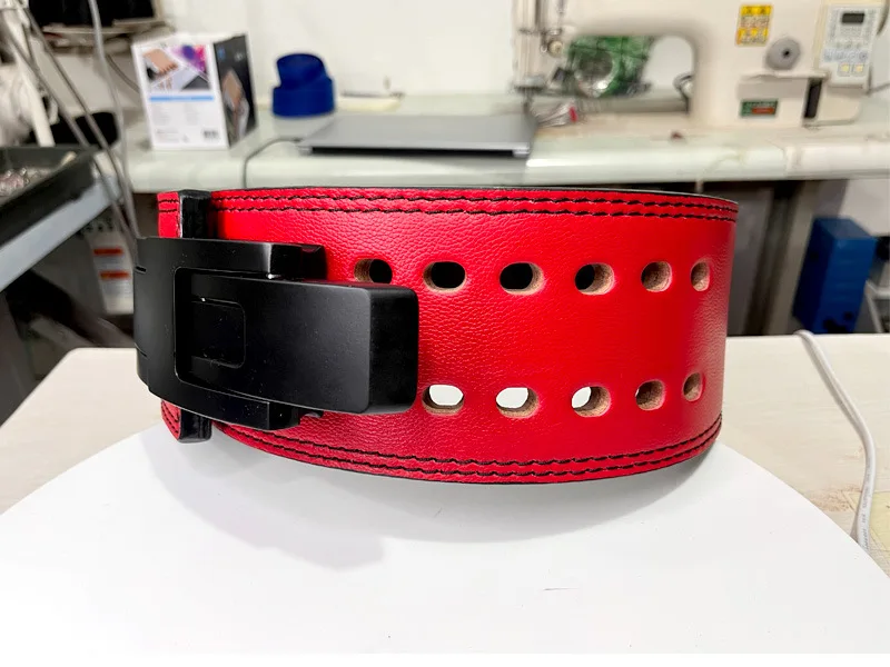 Fitness Strong Belt Squat Training Hard Pull Cowhide Powerlifting Belt Lever Buckle Weightlifting Strength Waist Protector