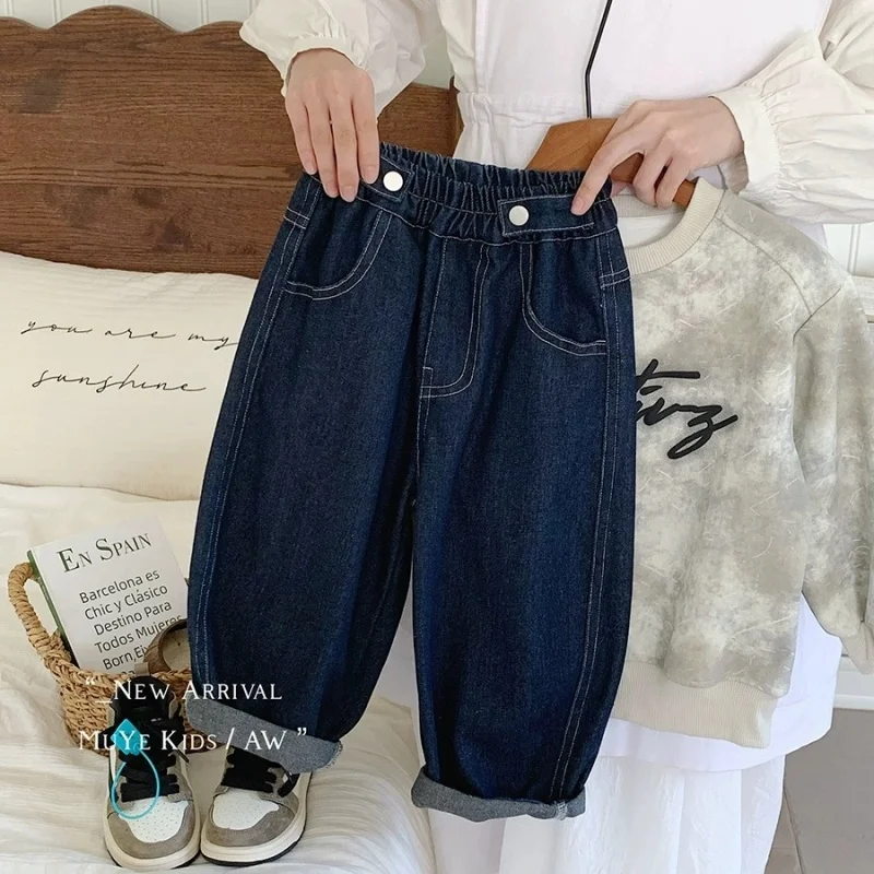 남아 청바지 롱 팬츠 데님 2025 신상 봄 가을   어린이 십대 고품질 학생 의류