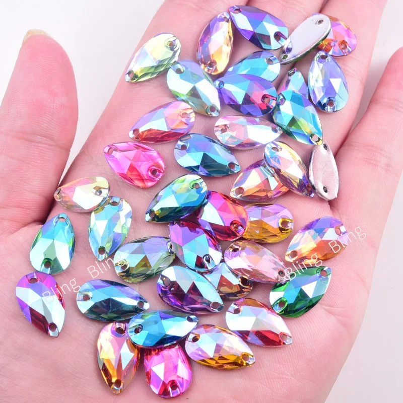 반짝이 송진 눈물방울, 라인석 Strass, DIY 바느질 액세서리, 크리스탈 다이아몬드, costura vestidos 원피스 B2905