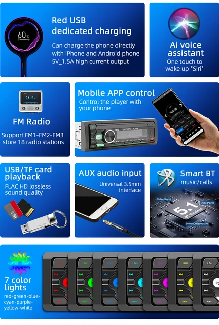 Autoradio 1 Din Bluetooth Radio SD MP3 Player Coche Car Radios Estereo  Poste Para Auto Audio Stereo Carro Samochodowe Automotivo - AliExpress