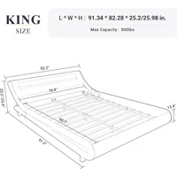 King Size LED Platform Bed Frame with Adjustable Headboard/No Box Spring Need/Easy Assembly/Faux Leather 2