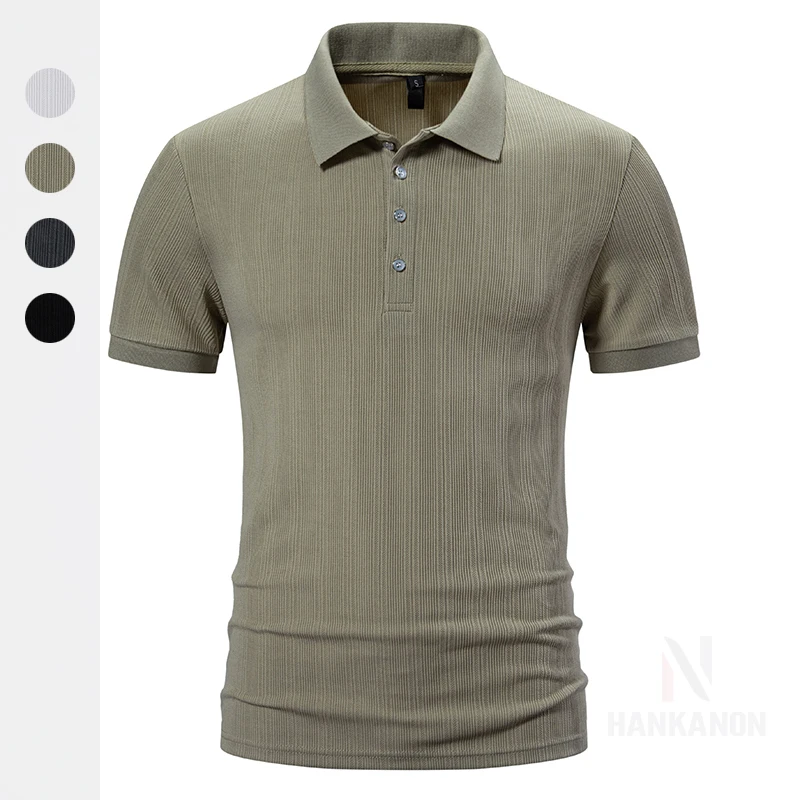 

Мужская Новая утопленная полосатая футболка с отложным воротником и короткими рукавами, простая полосатая рубашка поло, Идеальный Тонкий Топ для гольфа
