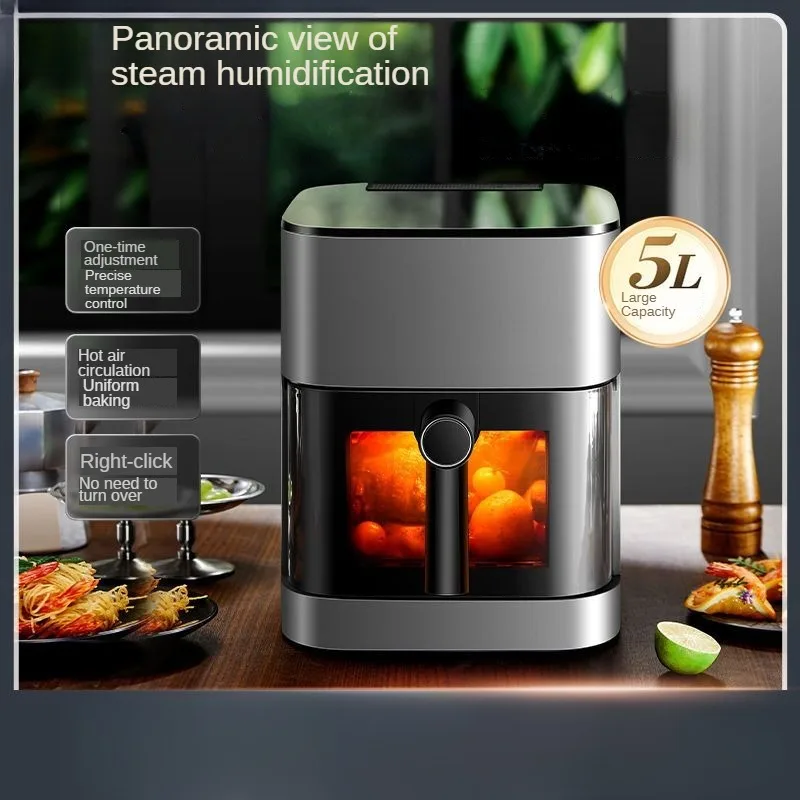 5-6L  Air Fryer Touch Screen 12 Preset Menus Steam Bake Auto Power Off Dry Fruit Machine Defrosting Machine Multifunction Oven 3
