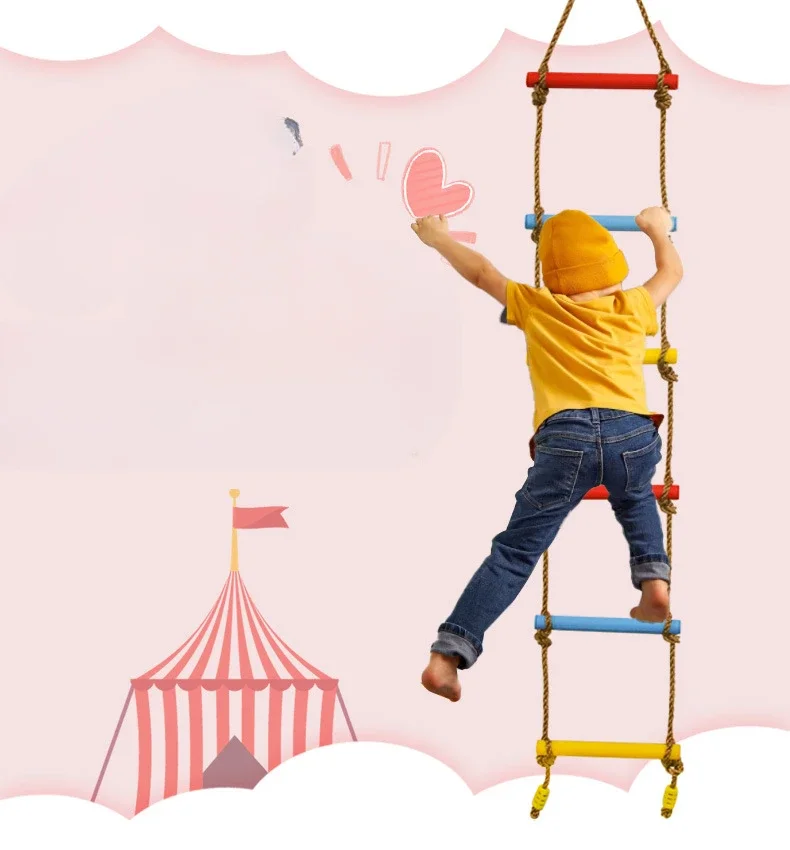 Children's Climbing Ladder Indoor and Outdoor Toys Plastic Wooden Soft Ladder Exercise Balance Strong and Durable 5
