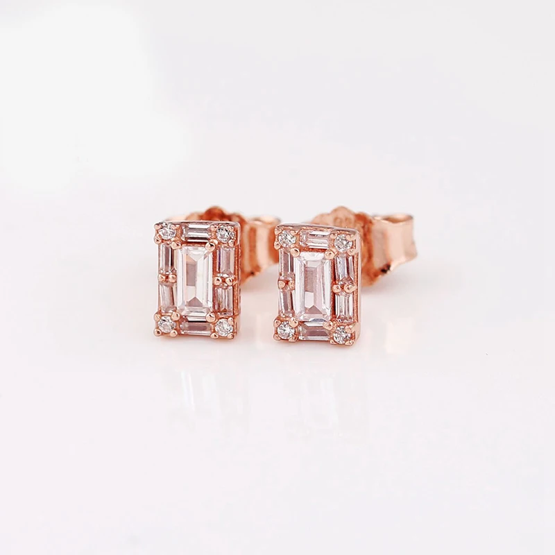 2022 Authentic 925 Sterling Silver Earring Sparkling Star Blue Gem Golden Heart Halo Stud Earrings Women Jewelry BirthdayGift