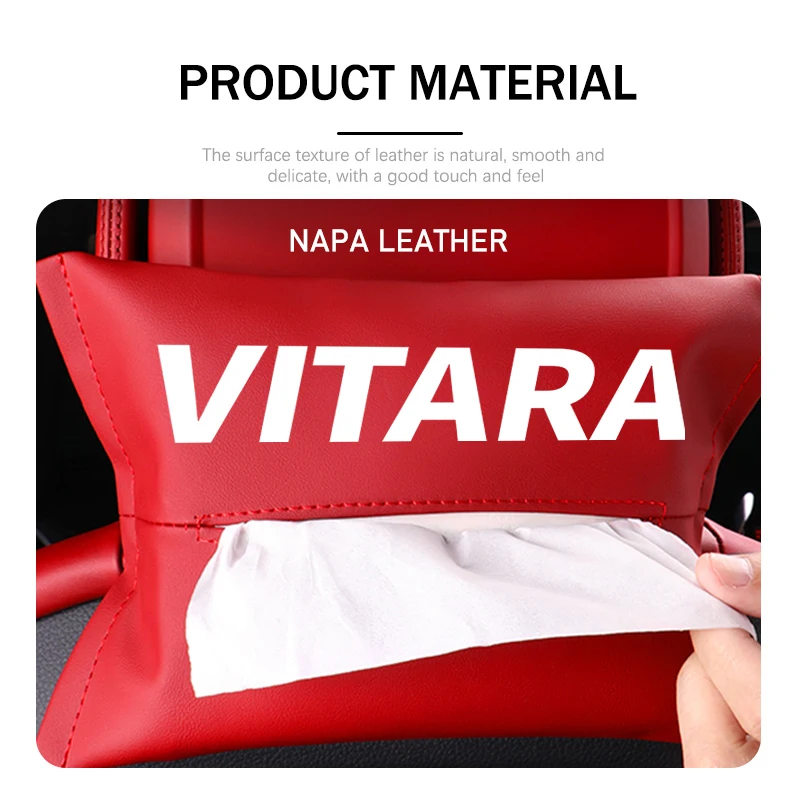 자동차 로고 티슈 박스 가죽 종이 보관 가방 주최자 스즈키 그랜드 비타라 이그니스 DZire 그랜드 비타용 인테리어 액세서리