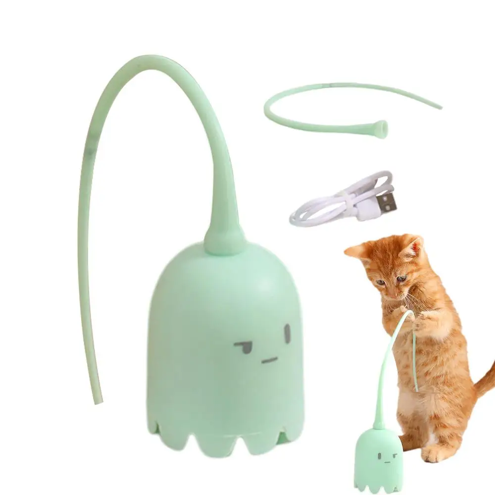 Cat Wand Toy Automatic Silicone Tail Teaser Toy Mimicking Animals