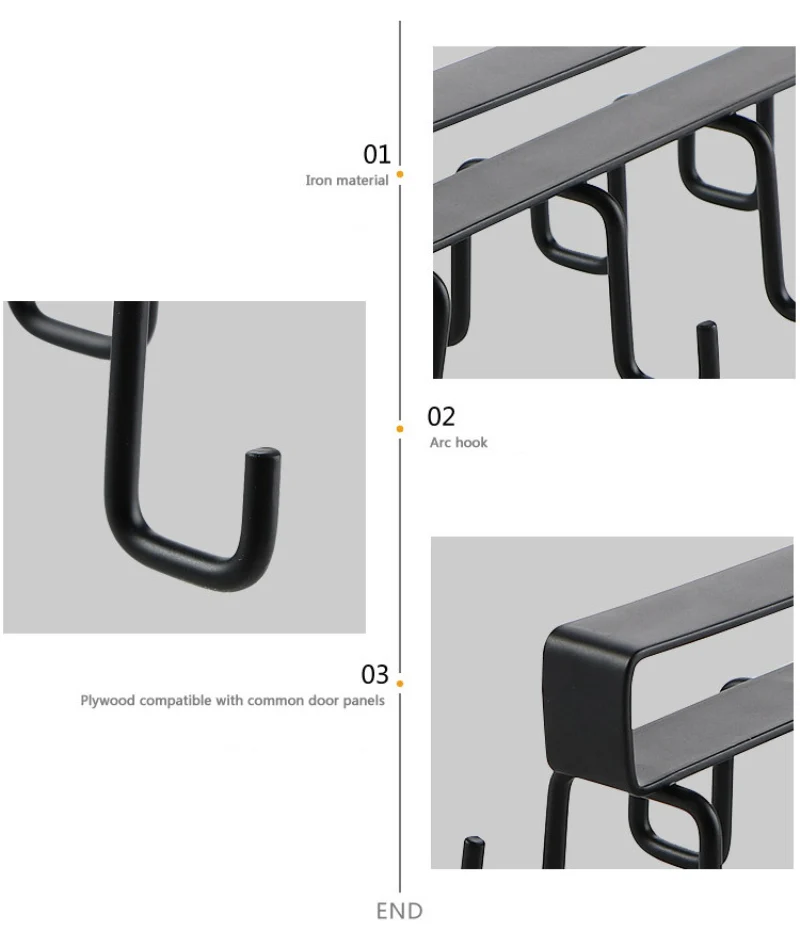 Description Picture 6 of itemPlastics 6 Hook Storage Shelf Wardrobe Cabinet Pp Under Shelves Mug Cups Hanger Bathroom Kitchen Organizers Hanging Rack Holders