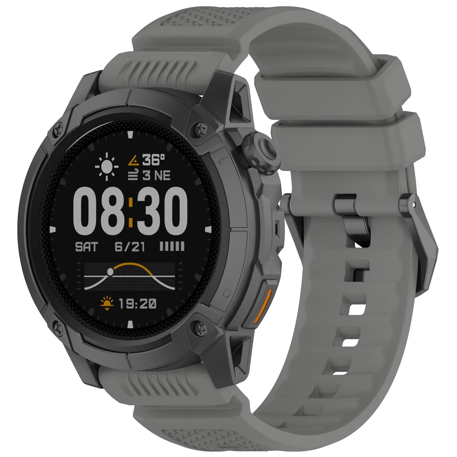 Durable 24mm Armor Silicone Strap - Adjustable Sports Replacement Band