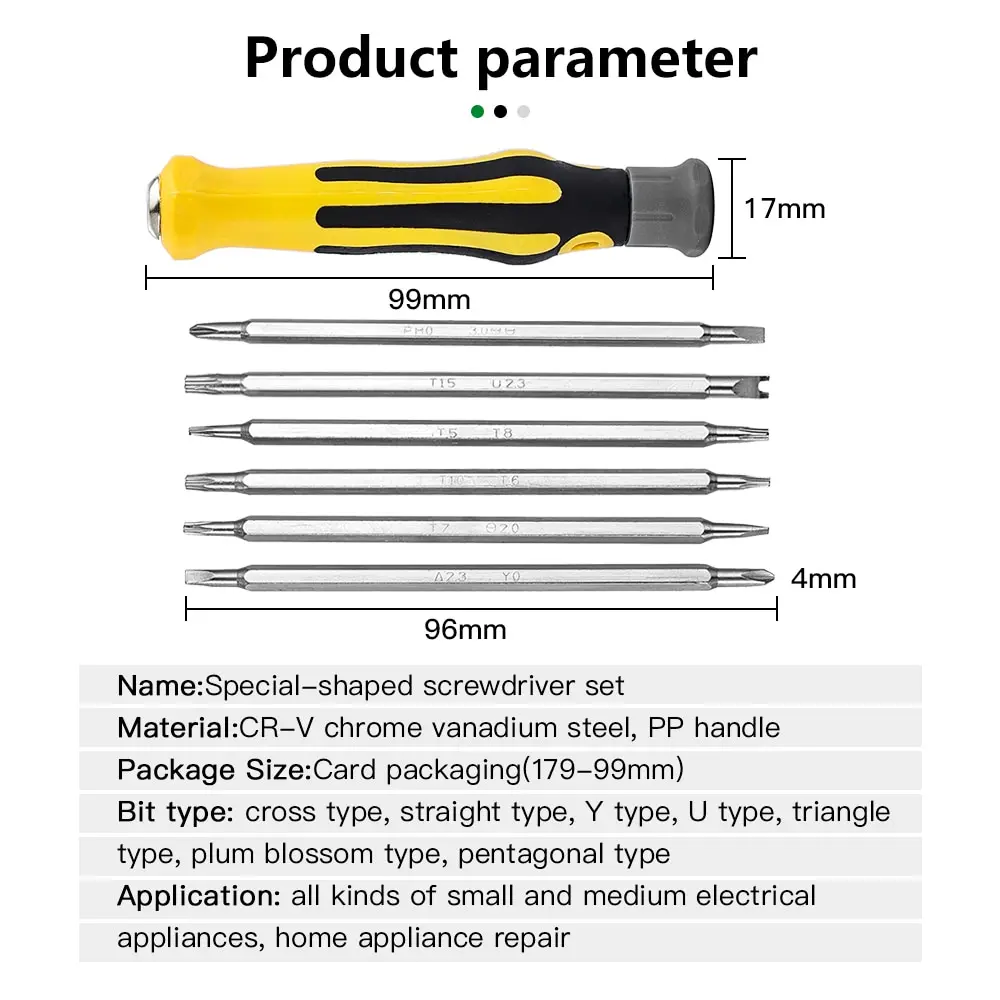 Screwdriver Set 6PCS Tamper Proof Magnetic Bit Hex Torx Flat Repair Precision Insulated Hand Tool