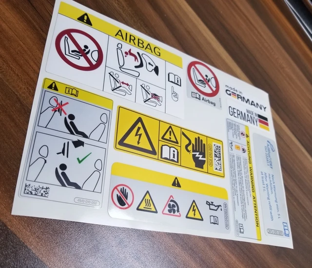 Airbag Warning Sticker Set Sun Visor Air Bag Caution Sticker Label