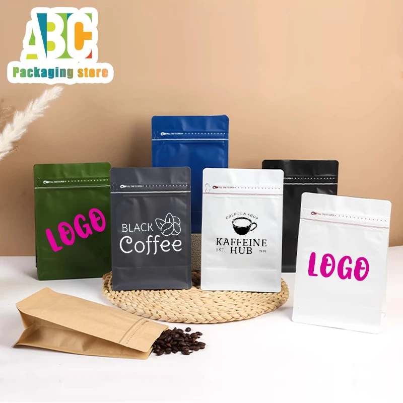 Vana açık ambalaj ile Kraft kağıt alüminyum folyo sünger kağıt kahve çanta kahve çekirdekleri toz kese, özelleştirilebilir baskı