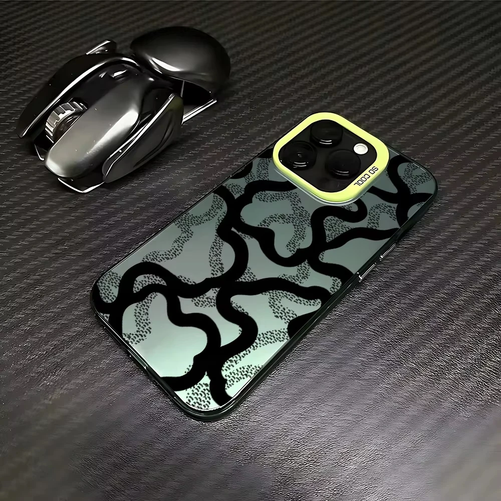 Sleek Black Lines Frosted Washable Case - Durable Acrylic Silicone Cover