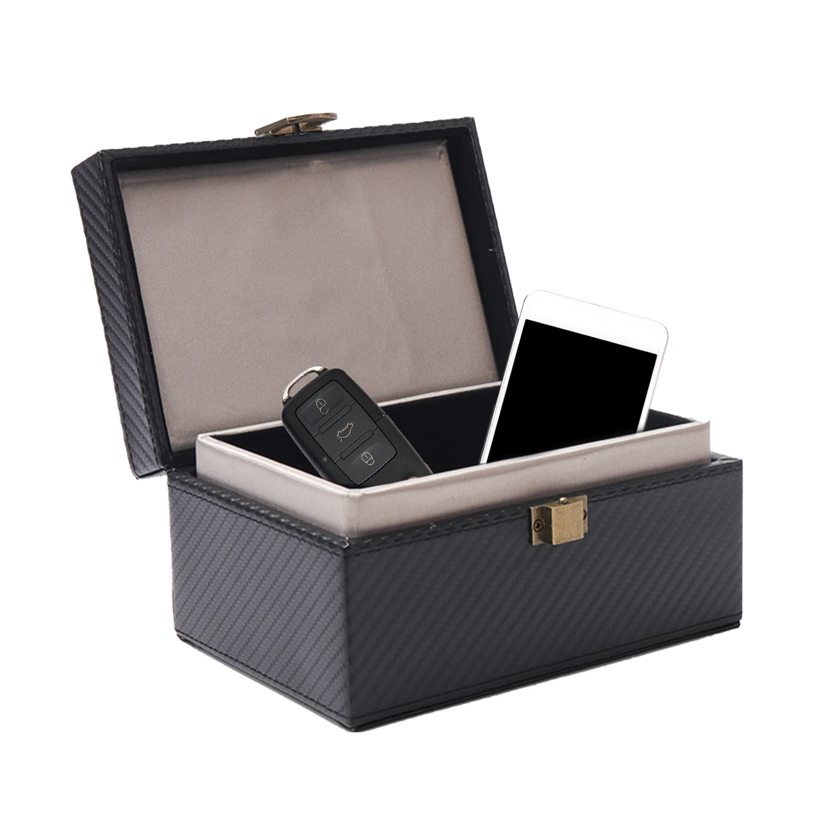 PU Leather Cage For Car Keys Anti Theft Key Fob Protector Box Signal