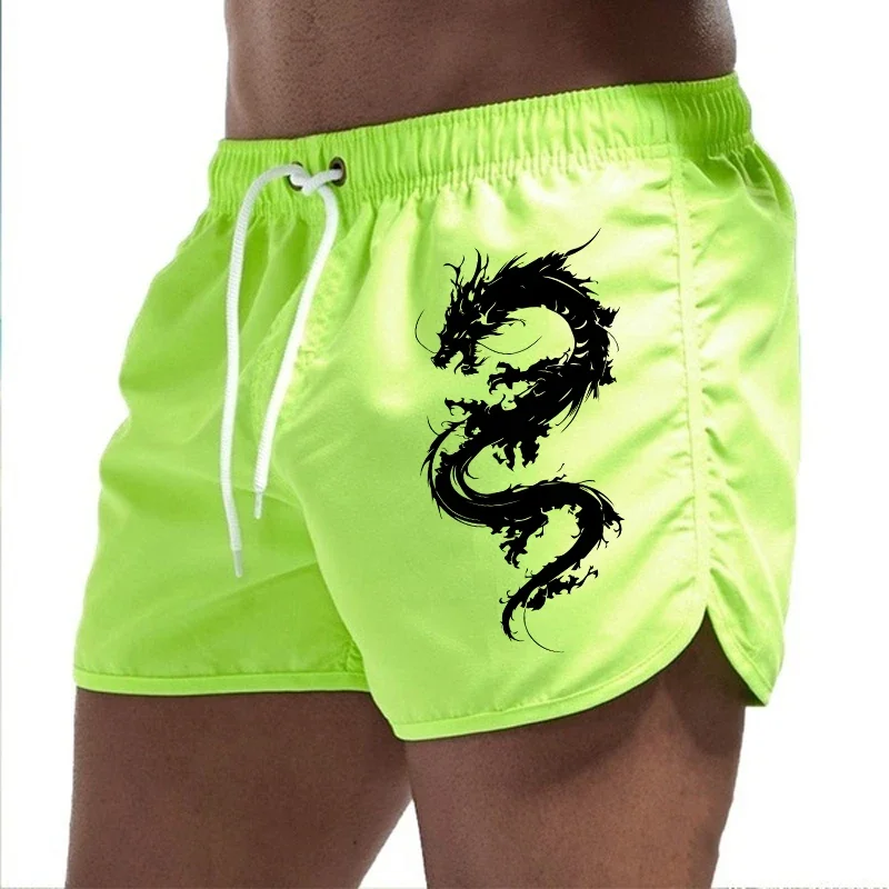 Mens Chinese Dragon Printed Beach Shorts