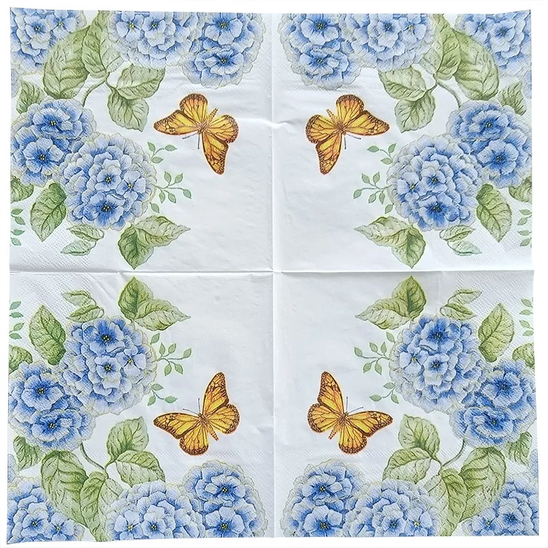 Paper napkins 10/20pcs/Pac gold butterfly big flower restaurant paper placemat birthday party decoration