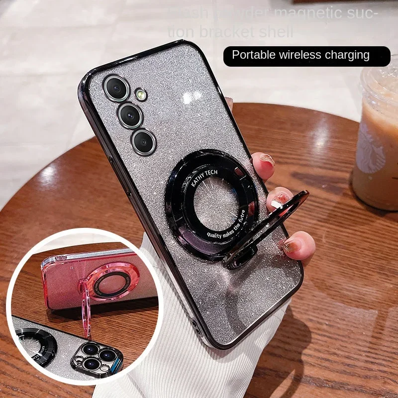 Luxury Glitter Plating Magnetic Holder Phone Case For Samsung Galaxy M13 M14 M54 M55 M23 M53 M52 M51 M31 M12 M33 Bracket Cover phone case magnetic case phone protector cover
