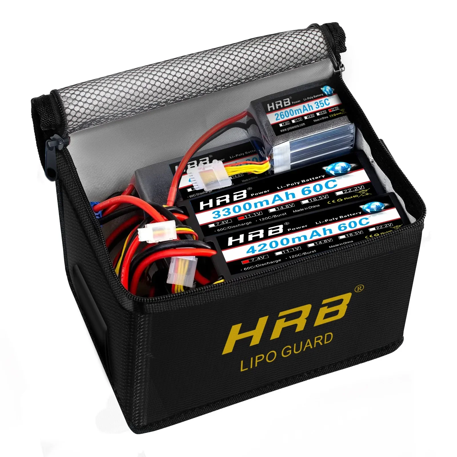 Sac de protection Lipo HRB ignifuge et étanche pour batteries RC