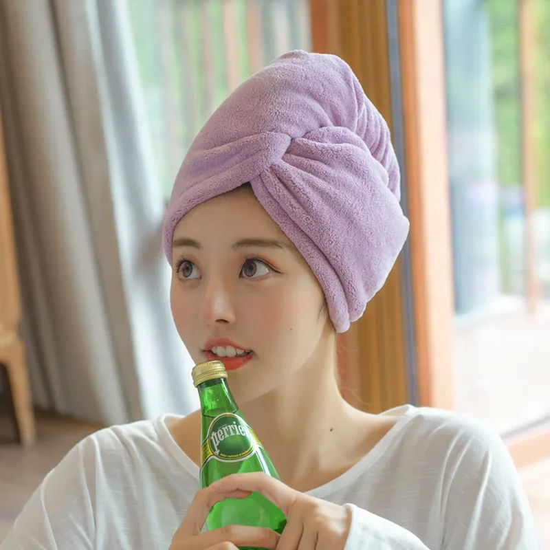 Long Hair Quick-Dry Towel Hat Women Microfiber Drying Hair Towel Shower Bath Solid Super Drying Hat Home microfiber towel hair towel