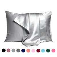 1 pair of large silk satin pillowcase simple solid color bedding household smooth multicolor satin pillowcase household 1