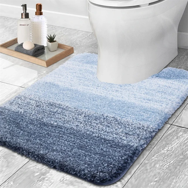 Kitinjoy Luxury Bath Mat U-Shaped Bathroom Rugs Extra Soft Absorbent Microfiber Foot Mat Non-Slip Plush Toilet Rug Shower Carpet