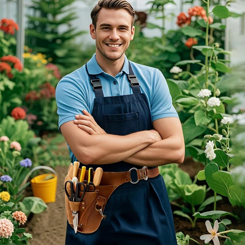 ABMR-Leather Garden Tool Belt, Gardening Utility Belt, Garden Tool Storage Bag For Gardeners And Gardeners