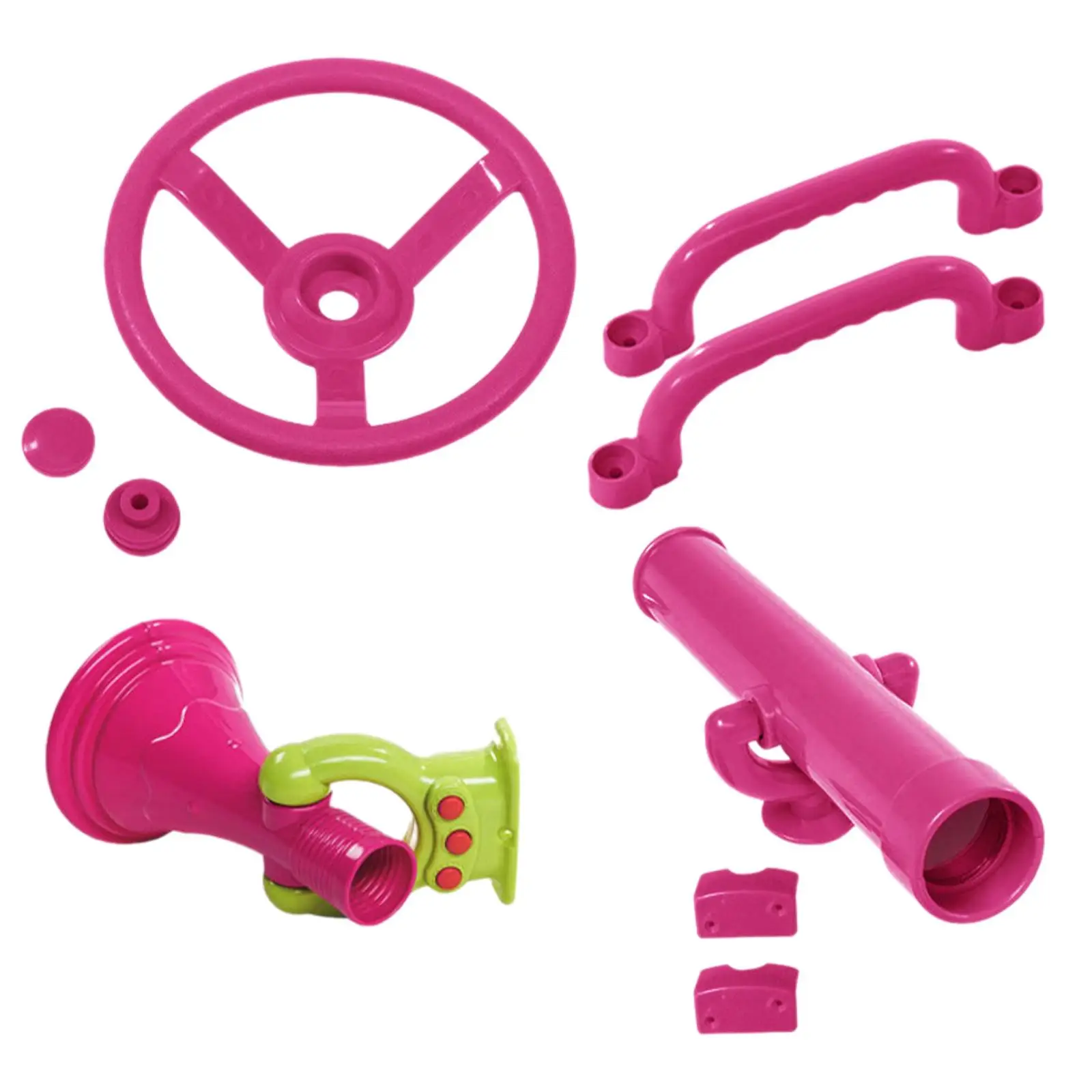 4 Pieces Playground Accessories Pink Pirate Telescope Swingset Attachments for Outdoor Playhouse Swingset Backyard Boys Girls 3