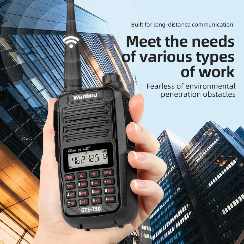 Wanhua GTS-750 handheld walkie talkie with UHF frequency of 400-470MHZ and 10km communication, 2800mAh lithium battery 2
