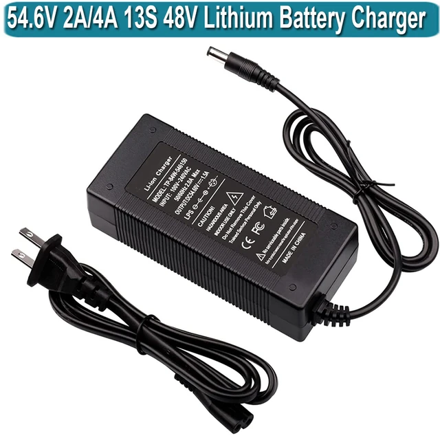 54.6V 2A/4A Charger Adapter 2 Types For 48V Lithium ion Battery