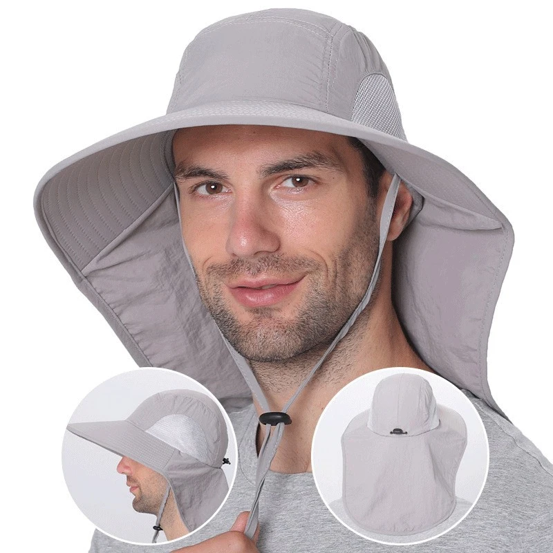 Sun Hat Widen Brim UPF40+ Fisherman Fishing Hat Sunshade Nylon Quick Dry Breathable Sun Shield Cycling Climbing Running Hats Soft Wear