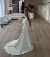 Satin Wedding Dress Elegant Customized Mermaid Bridal Dress Sleeveless For Women Wedding Bride Dress Party Gown Robe De Mariee 2