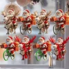 8/16/24Pcs Christmas Wooden Bicycle Santa Claus 2D Flat Wooden Pendant Christmas Tree Decoration Perfect Holiday Gift Decor 1
