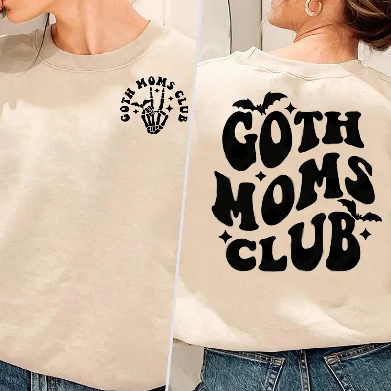 

Goth Moms Club Sweatshirts Skeleton Graphic Crewneck Sweatshirt Harajuku Pullover Oversize Hoodies Female Clothing Dropshiping