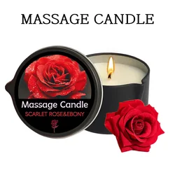 Luxurious Amber Vanilla Soy Wax Massage Candle - Perfect for Relaxation and Holiday Gifting (Scarlet Rose - Ebony)