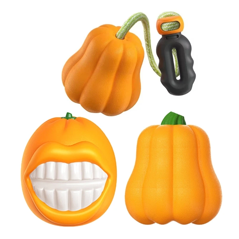 

Dog Chewing Toy Pumpkin Aggressive Chewers Squeaky Toy Dogs Teeth Clean Toy