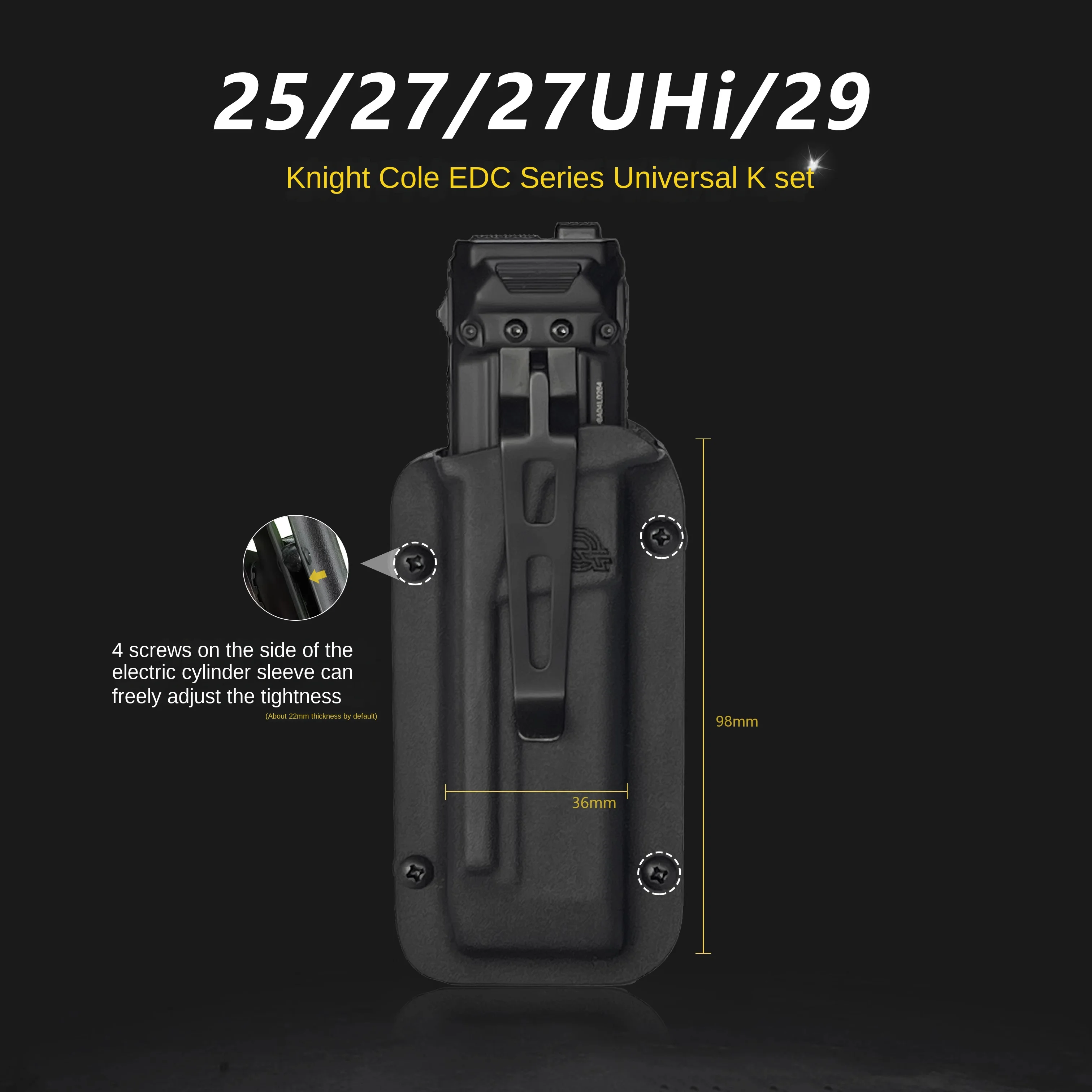 1 Piece Flashlight Kydex Sheath Scabbard K-Sheath with Belt Clip for