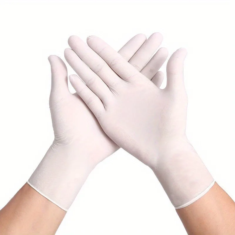 Nitrile Gloves Waterproof Oil Resistant Thickened Kitchen Hair Dye Tattoo Household Cleaning Tools 100PCS White