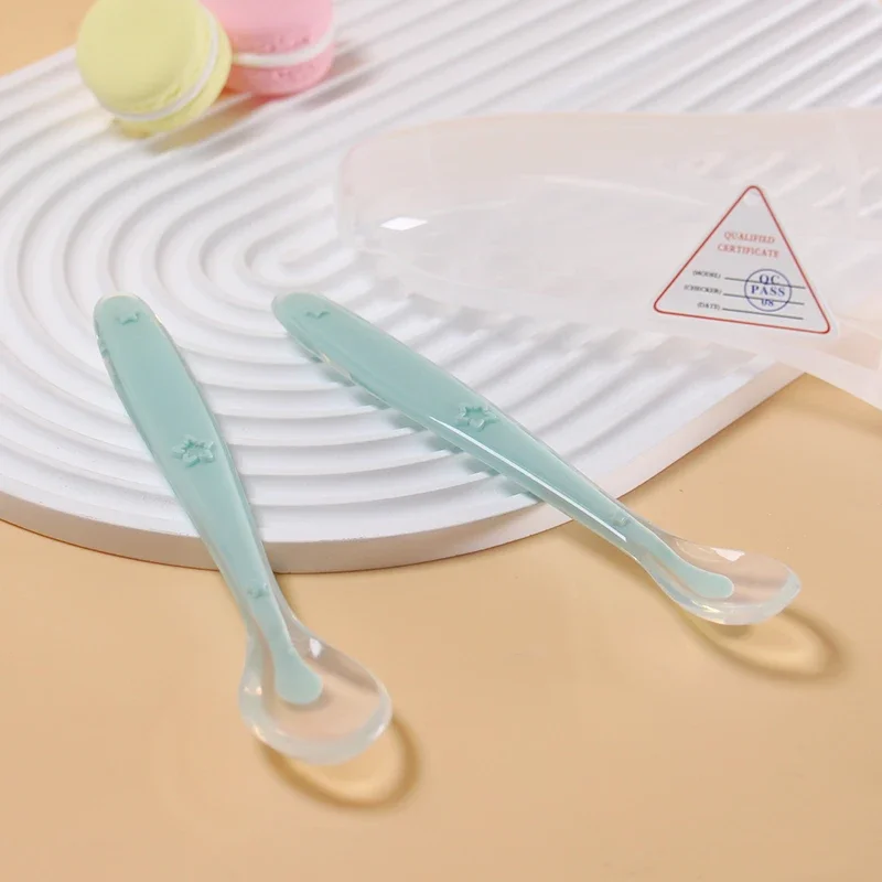 2 Pcs Baby Silicone Spoon Learning Spoon Set Stars Tableware Kids Soft Silicone Feeding Spoon Training Baby Reborn Silicone 5