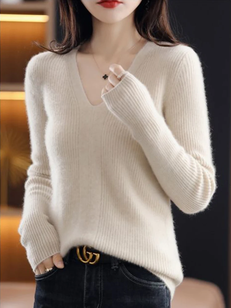 Stylish V Neck Women Sweater for Autumn Winter