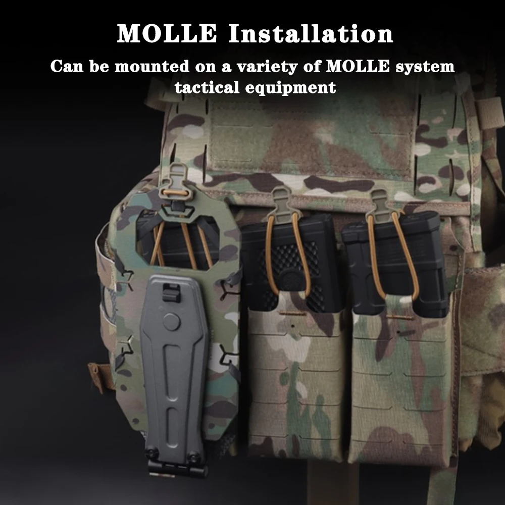 Tactical Folded Rotating Phone Holder Case Suitable Large-Size Smart Phone MOLLE Fixed Vertical & Lateral Operation Navigation 6