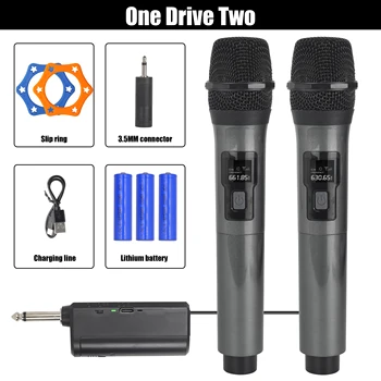 Microfono wireless Microfono portatile a frequenza fissa UHF a 2 canali per riunioni di spettacoli in chiesa professionali per feste Karaoke