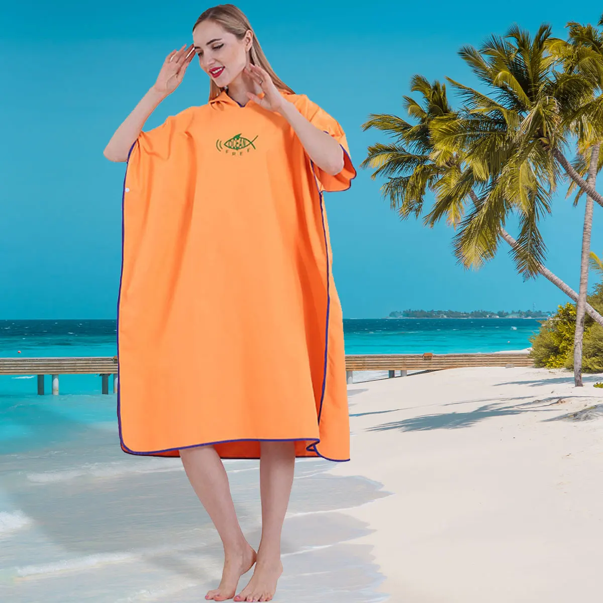 Beach Towel Poncho Changing Robe Surf Beach Poncho Lightweight Surf Beach Wetsuit Quick Dry Microfibres Toweling Surf Poncho