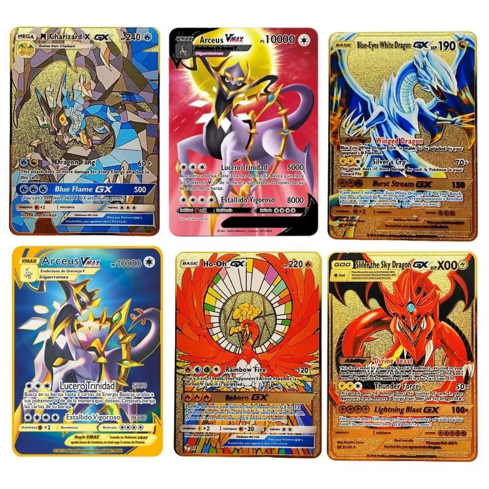 New Pokemon Cards Metal Diy Card Pikachu Charizard Golden Limited Edition  Kids Gift Game Collection Cards - Game Collection Cards - AliExpress